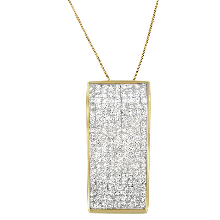 Collar con colgante de bloque con diamantes talla princesa de 2 5/8 ct. p.t. en oro amarillo de 14K, foto 1