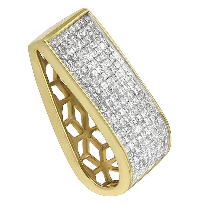 Collar con colgante de bloque con diamantes talla princesa de 2 5/8 ct. p.t. en oro amarillo de 14K, foto 2