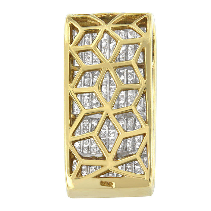 Collar con colgante de bloque con diamantes talla princesa de 2 5/8 ct. p.t. en oro amarillo de 14K, foto 3