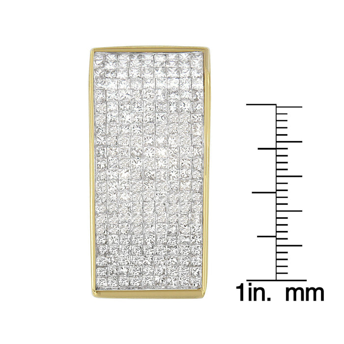 Collar con colgante de bloque con diamantes talla princesa de 2 5/8 ct. p.t. en oro amarillo de 14K, foto 5