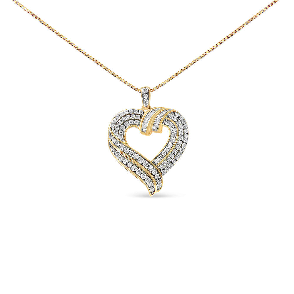 1 Ct. T.W. Baguette Diamond Composite Open Heart Pendant Necklace in Sterling Silver, photo 2