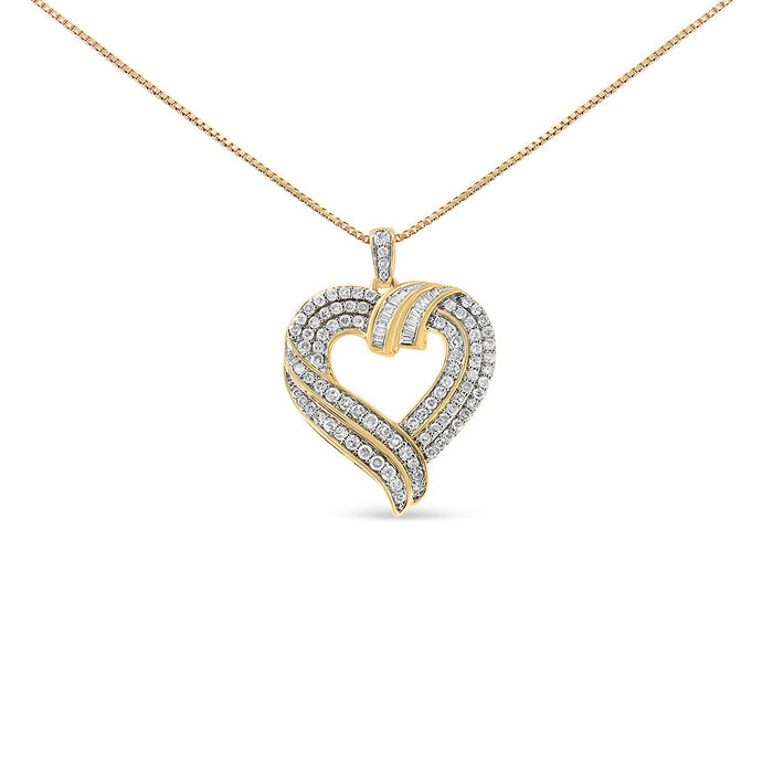 1 Ct. T.W. Baguette Diamond Composite Open Heart Pendant Necklace in Sterling Silver, photo 2