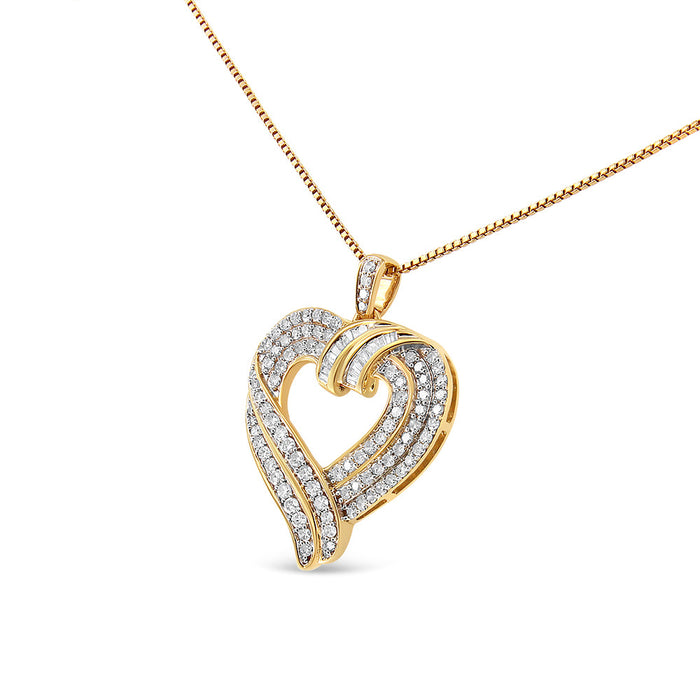 1 Ct. T.W. Baguette Diamond Composite Open Heart Pendant Necklace in Sterling Silver, photo 4
