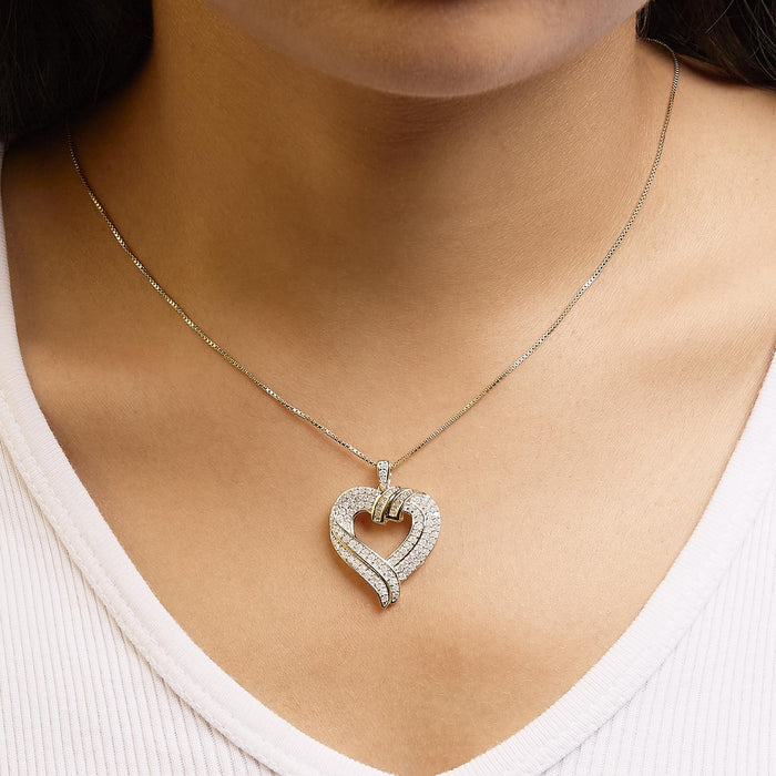 1 Ct. T.W. Baguette Diamond Composite Open Heart Pendant Necklace in Sterling Silver, photo 6