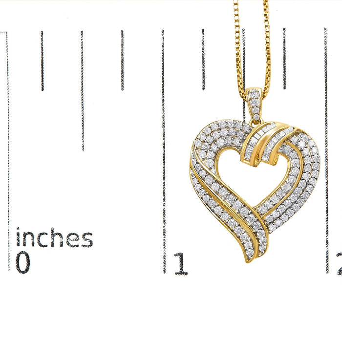1 Ct. T.W. Baguette Diamond Composite Open Heart Pendant Necklace in Sterling Silver, photo 10