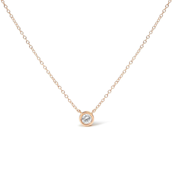 1/10 Ct. T.W. Round Brilliant-Cut Diamond Modern Bezel-Set Solitaire Pendant Necklace in 10K Gold, photo 1