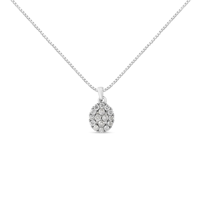 1 1/2 Ct. T.W. Diamond Oval Cluster Pendant Necklace in Sterling Silver, photo 1