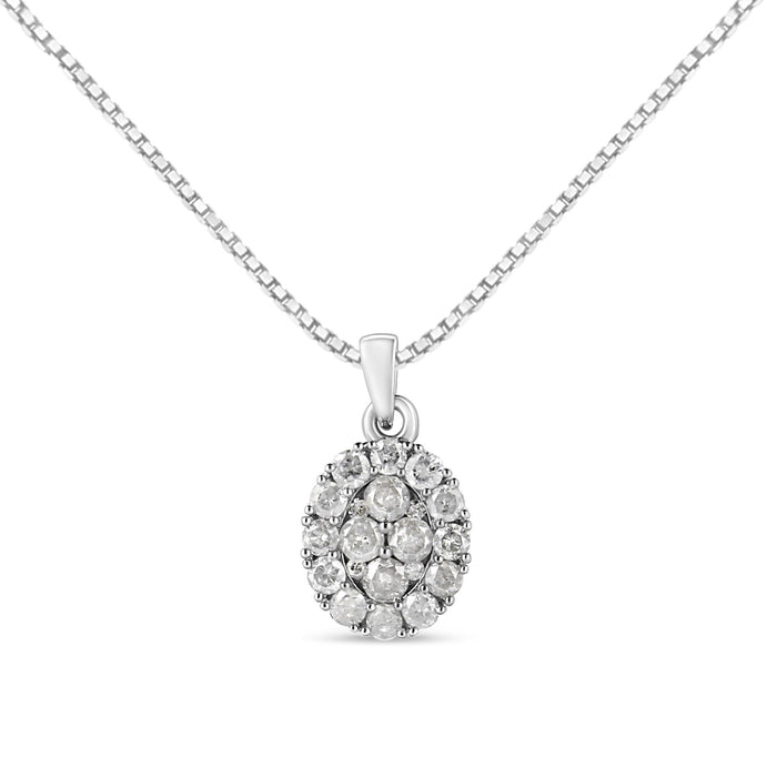 1 1/2 Ct. T.W. Diamond Oval Cluster Pendant Necklace in Sterling Silver, photo 4
