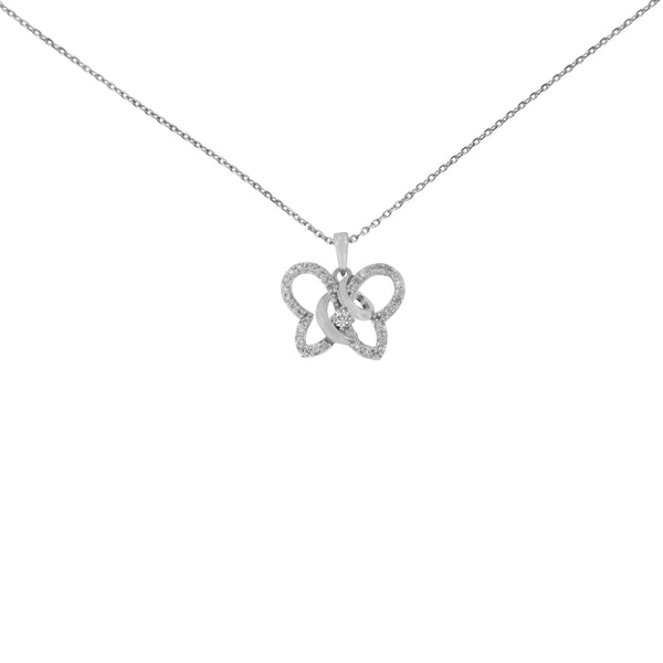 1/4 Ct. T.W. Prong-Set Diamond Butterfly Pendant Necklace in Sterling Silver, photo 2