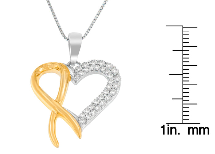 1/4 Ct. T.W. Two-Tone Round-Cut Diamond Pendant Necklace in Sterling Silver, photo 4