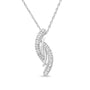 Collar con colgante curvo bypass con detalle de diamante en plata de ley, color I-J, claridad I3, 18 pulg., foto 2