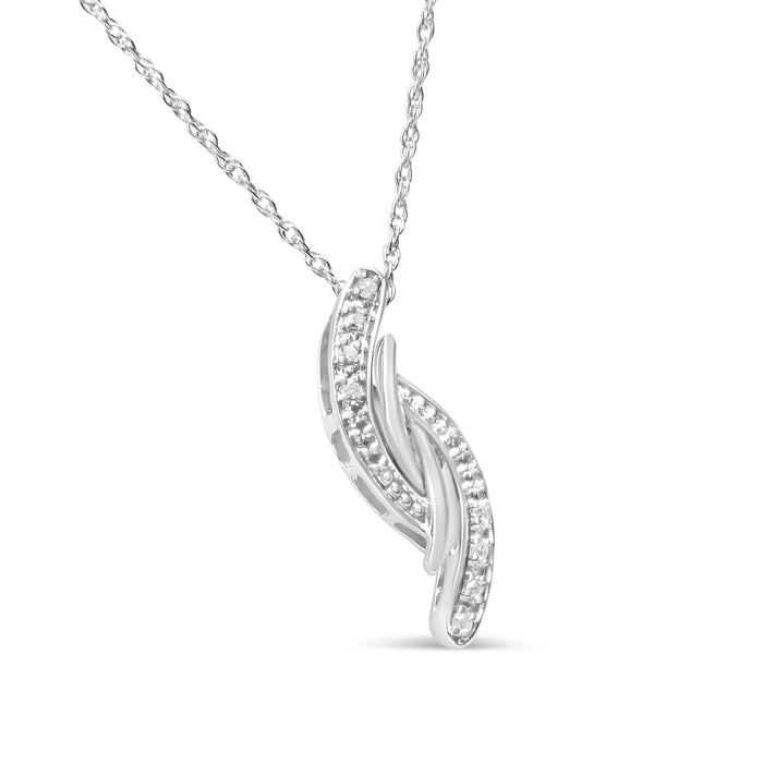 Collar con colgante curvo bypass con detalle de diamante en plata de ley, color I-J, claridad I3, 18 pulg., foto 3