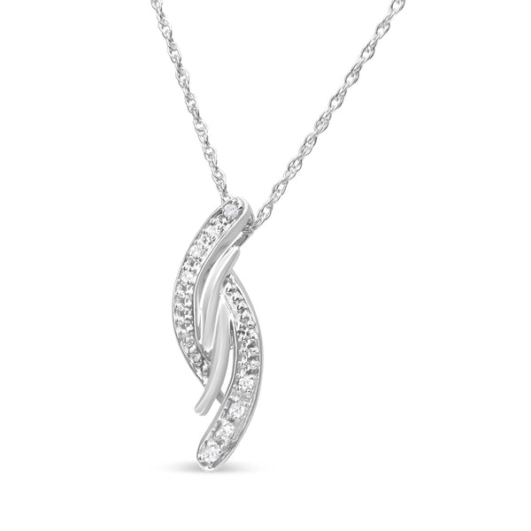 Diamond Accent Bypass Curve Pendant Necklace in Sterling Silver, photo 1