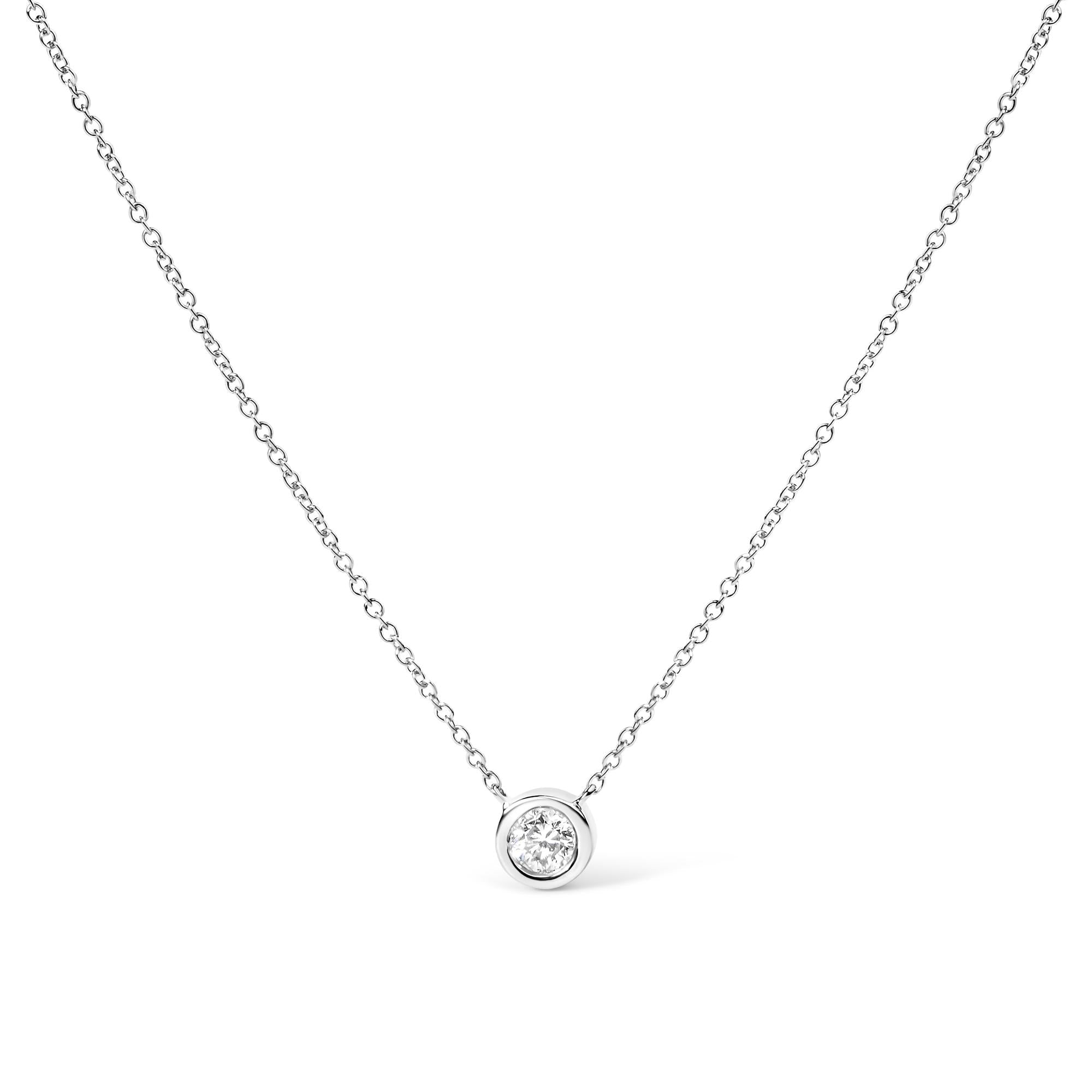 Collar con colgante solitario moderno de bisel con diamante cultivado en laboratorio en oro de 14K, foto 2