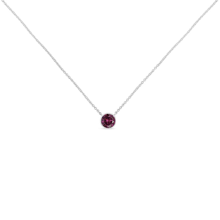 Collar con colgante solitario de bisel con piedra creada en laboratorio de 3.5mm en plata de ley, foto 5