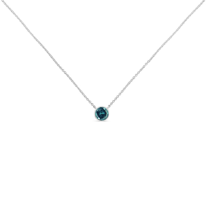 Collar con colgante solitario de bisel con piedra creada en laboratorio de 3.5mm en plata de ley, foto 6