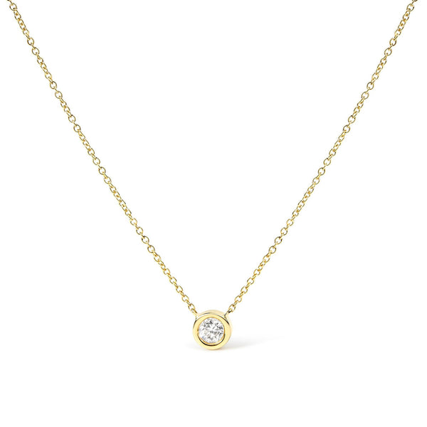 Lab-Grown Diamond Modern Bezel-Set Solitaire Pendant Necklace in 14K Gold, photo 1