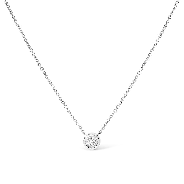 1/2 Ct. T.W. Round Brilliant-Cut Diamond Modern Bezel-Set Solitaire Pendant Necklace in 10K White Gold, photo 1
