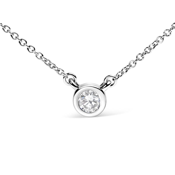 1/2 Ct. T.W. Round Brilliant-Cut Diamond Modern Bezel-Set Solitaire Pendant Necklace in 10K White Gold, photo 2