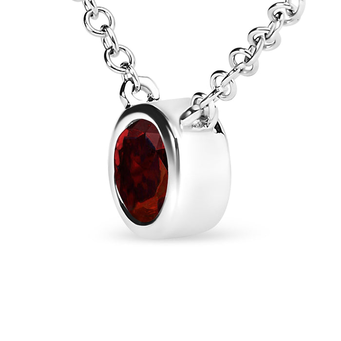 Collar con colgante solitario de bisel con diamante rojo cultivado en laboratorio de 1/2 ct. p.t. en oro blanco de 14K, foto 5