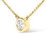 Collar con colgante solitario moderno de bisel con diamante redondo talla brillante en oro de 10K, foto 38