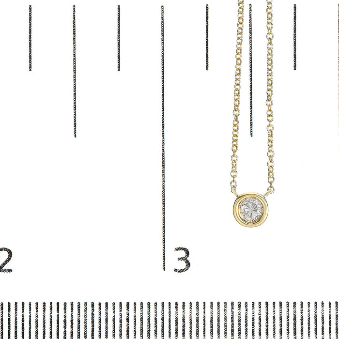 Collar con colgante solitario moderno de bisel con diamante talla brillante de 1/2 ct. p.t. en oro amarillo de 10K, foto 7