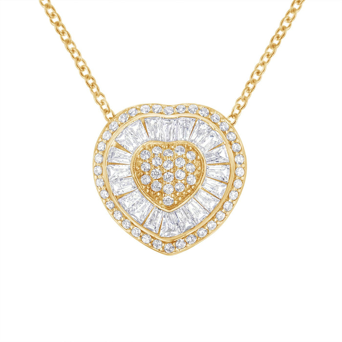 Collar con colgante de corazón con diamantes de 1/2 ct. p.t. en oro amarillo de 10K, foto 1