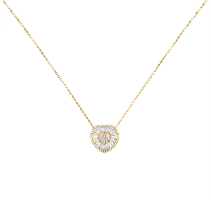 Collar con colgante de corazón con diamantes de 1/2 ct. p.t. en oro amarillo de 10K, foto 2