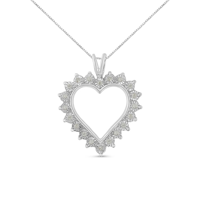 Collar con colgante de corazón calado Miracle-Set con diamantes de 1/4 ct. p.t. en plata de ley, color I-J, claridad I3, 18 pulg., foto 1