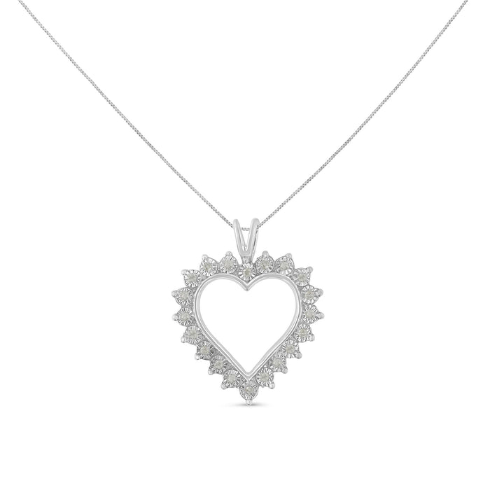 Collar con colgante de corazón calado Miracle-Set con diamantes de 1/4 ct. p.t. en plata de ley, color I-J, claridad I3, 18 pulg., foto 2