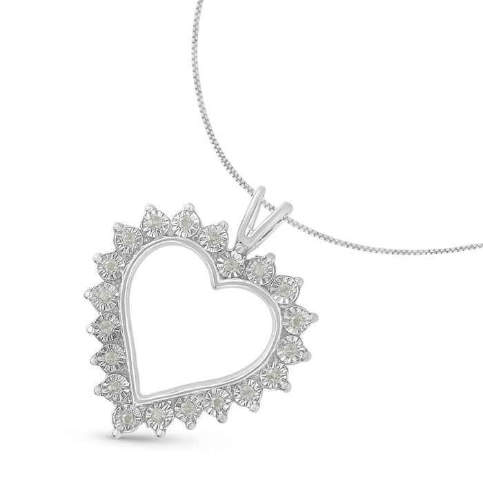Collar con colgante de corazón calado Miracle-Set con diamantes de 1/4 ct. p.t. en plata de ley, color I-J, claridad I3, 18 pulg., foto 4