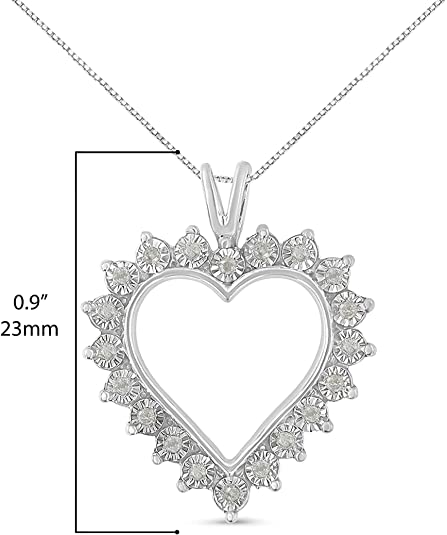 Collar con colgante de corazón calado Miracle-Set con diamantes de 1/4 ct. p.t. en plata de ley, color I-J, claridad I3, 18 pulg., foto 5