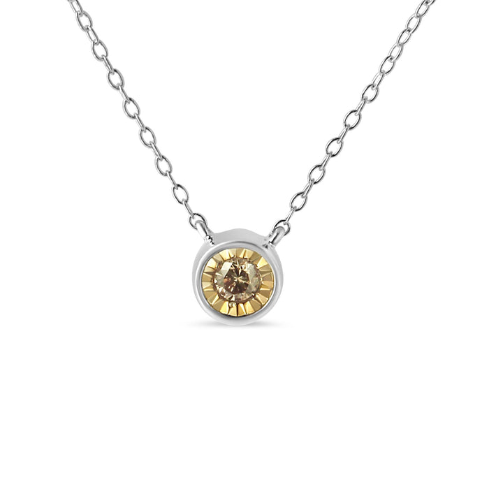 Collar con colgante solitario de bisel con diamante champán de 1/5 ct. p.t. en plata de ley, color K-L, claridad I1-I2, 18 pulg., foto 1