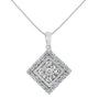 Collar con colgante cuadrado con diamantes de 1/2 ct. p.t. en oro blanco de 10K, foto 1