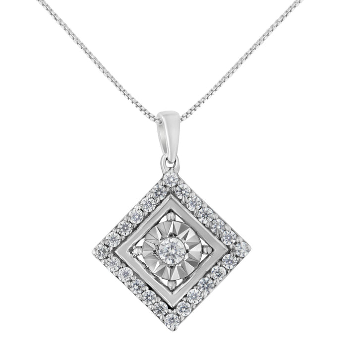 Collar con colgante cuadrado con diamantes de 1/2 ct. p.t. en oro blanco de 10K, foto 1