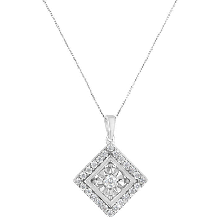 Collar con colgante cuadrado con diamantes de 1/2 ct. p.t. en oro blanco de 10K, foto 2