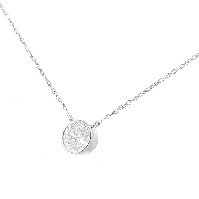 0.2 Ct. T.W. AGS Certified Bezel-Set Round Diamond Solitaire Adjustable Pendant Necklace in 10K Gold, photo 1