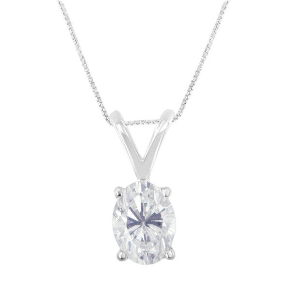 3/8 Ct. T.W. IGI Certified Prong-Set Diamond Oval Pendant Necklace in 10K White Gold, photo 1