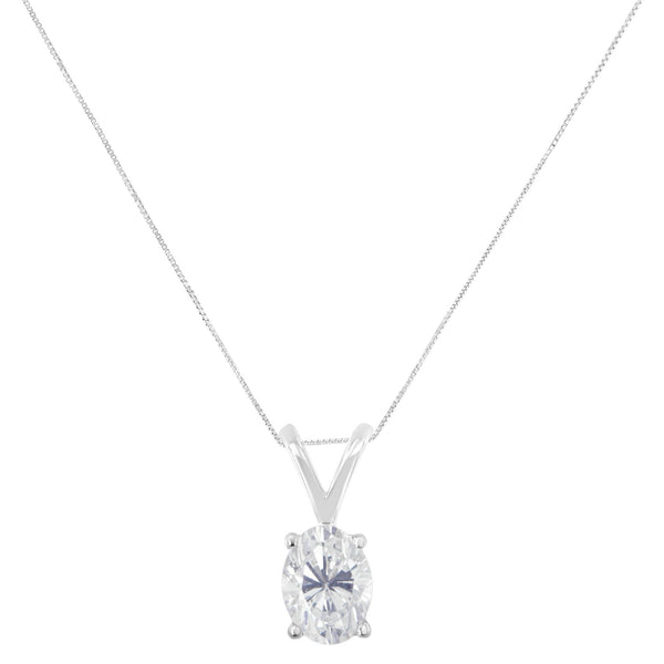 3/8 Ct. T.W. IGI Certified Prong-Set Diamond Oval Pendant Necklace in 10K White Gold, photo 2