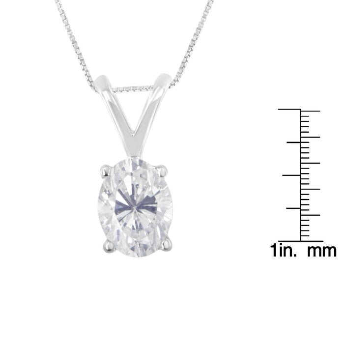 Collar con colgante ovalado de garras con diamantes de 3/8 ct. p.t. certificados por IGI en oro blanco de 10K, foto 5