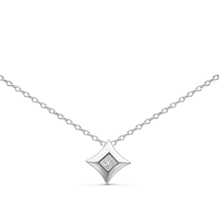 Collar con colgante solitario de bisel en forma de cometa con diamante talla princesa de 1/5 ct. p.t. en oro de 10K, foto 1