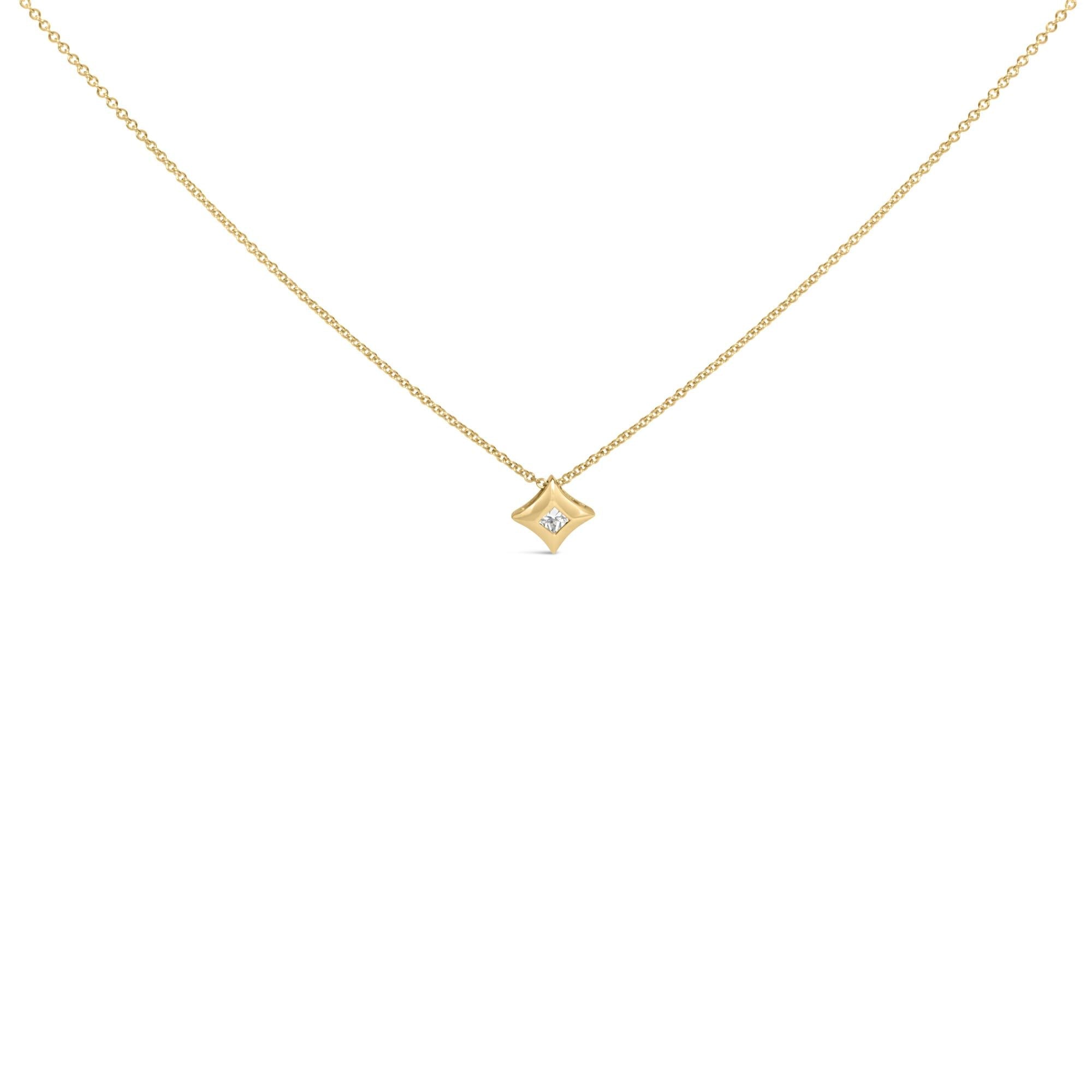 Collar con colgante solitario de bisel en forma de cometa con diamante talla princesa de 1/5 ct. p.t. en oro de 10K, foto 2
