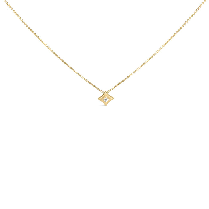 Collar con colgante solitario de bisel en forma de cometa con diamante talla princesa de 1/5 ct. p.t. en oro de 10K, foto 2