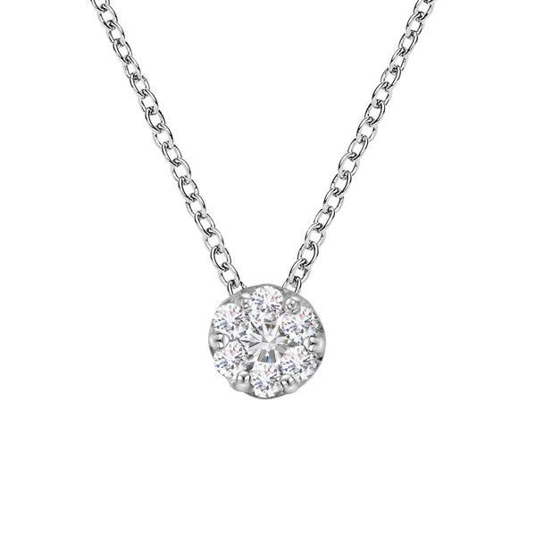 1/4 Ct. T.W. Shared-Prong-Set Round-Ct Diamond 7 Stone Floral Cluster Pendant Necklace in 14K White Gold, photo 1