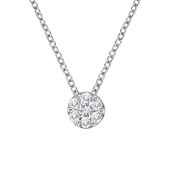 Collar con colgante de racimo floral de garras compartidas con 7 diamantes de 1/4 ct. p.t. en oro blanco de 14K, foto 1