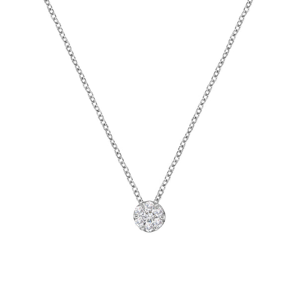 1/4 Ct. T.W. Shared-Prong-Set Round-Ct Diamond 7 Stone Floral Cluster Pendant Necklace in 14K White Gold, photo 2