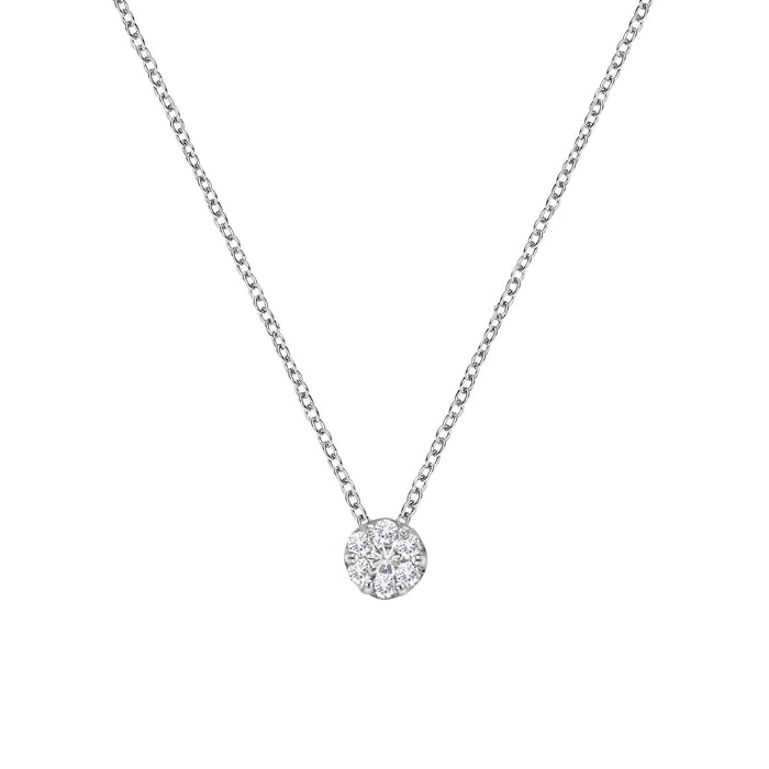Collar con colgante de racimo floral de garras compartidas con 7 diamantes de 1/4 ct. p.t. en oro blanco de 14K, foto 2