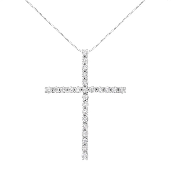 Collar con colgante de cruz con diamantes de 2 1/2 ct. p.t. en plata de ley, foto 2