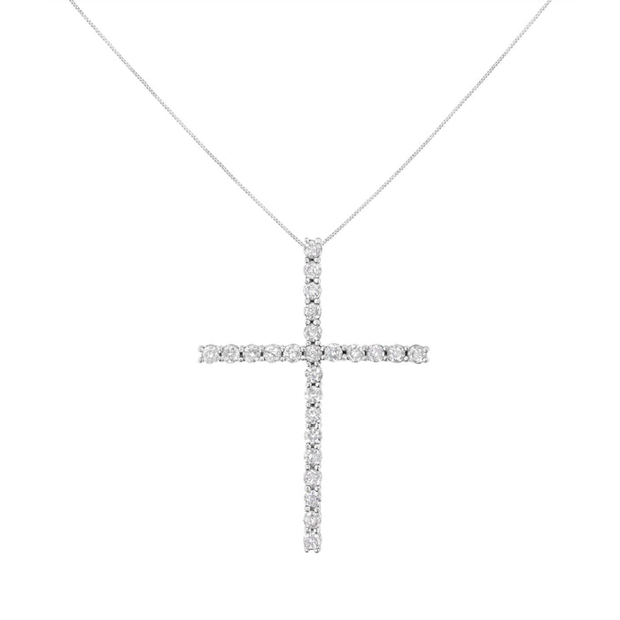 Collar con colgante de cruz con diamantes de 2 1/2 ct. p.t. en plata de ley, foto 4