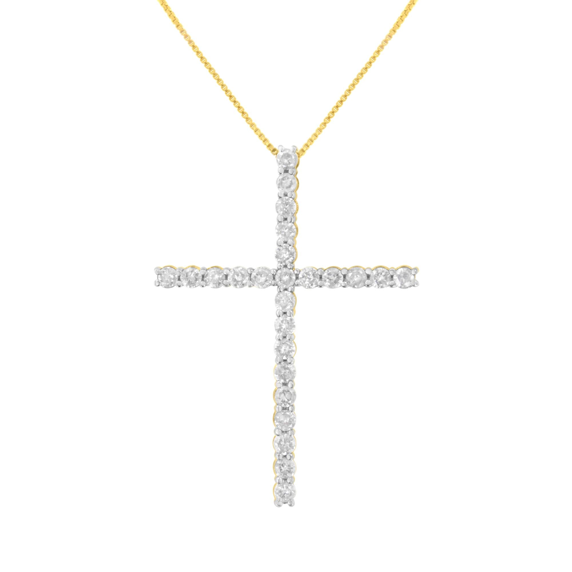 Collar con colgante de cruz con diamantes de 2 1/2 ct. p.t. en plata de ley, foto 1